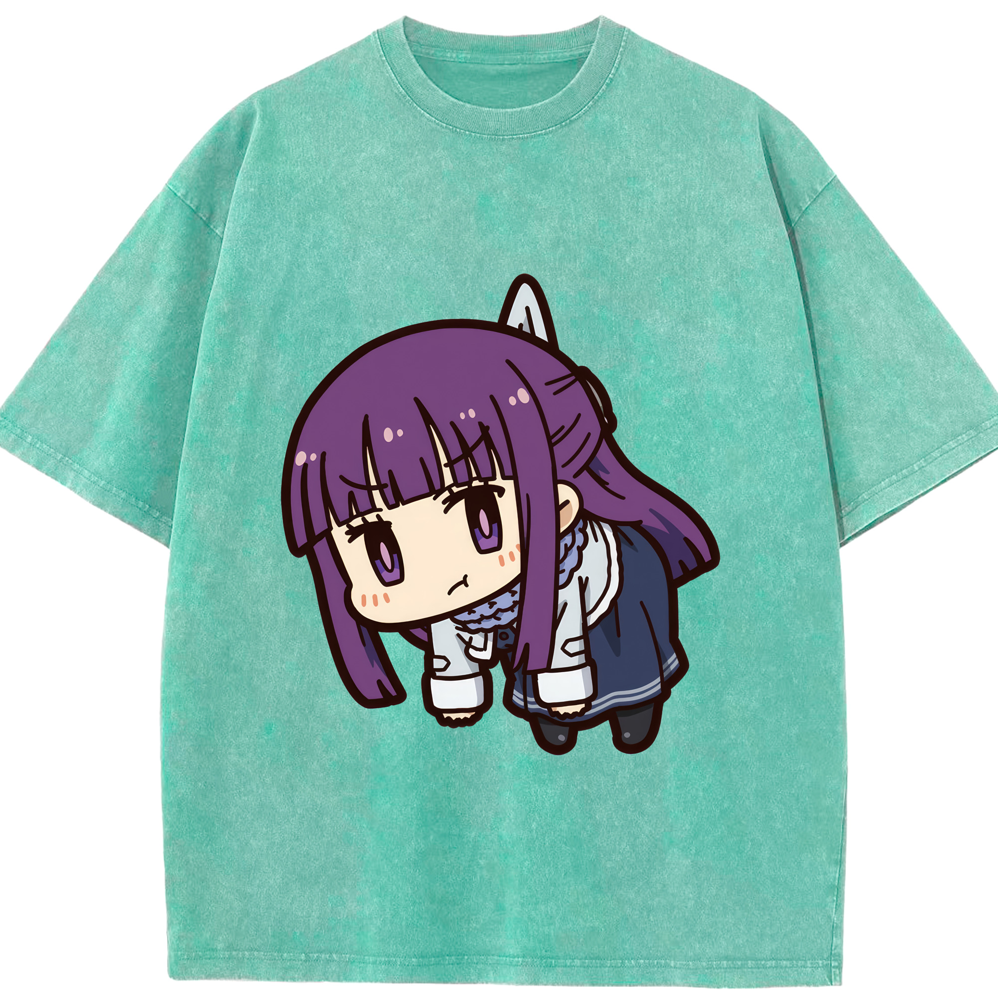 （画像用） 葬送のフリーレン Frieren 綿100% ヴィンテージ風 半袖Tシャツ（フロントプリント）